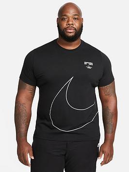 Nike NSW Big Outline Swoosh T-Shirt - Black/White, Black/White, Size S, Men