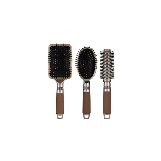 NVTED Hair Brush Set with Detangling Nylon Pins Massage Paddle Brush Cushion Hair Combs Hair Dryer Brush for Women Men Kids Girls... (Gold)