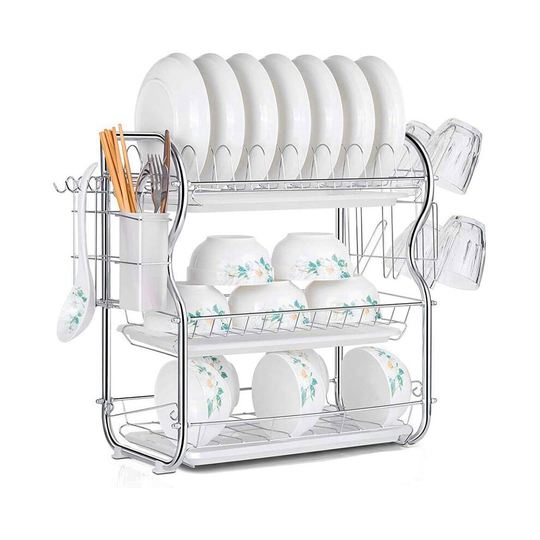 3 Tier Dish Drainer Rack Holder Dish Drying Rack Plate Dish Cup Cutlery Drainer Rack Plates Hol