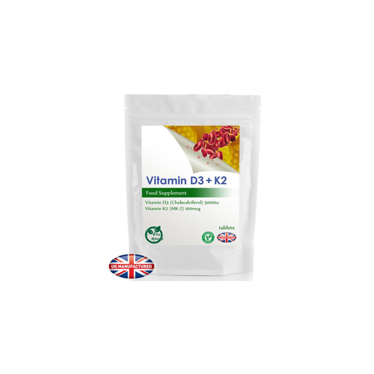 High Potency Vitamin D3 & K2 (MK-7) 5000iu 100mcg (180 Tablets) UK