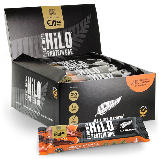(Chocolate & Salted Caramel) Healthspan Elite All Blacks Plant-Based Protein Bars Vegan