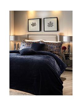 Soiree Lucie Faux Fur Bedspread Throw - Navy