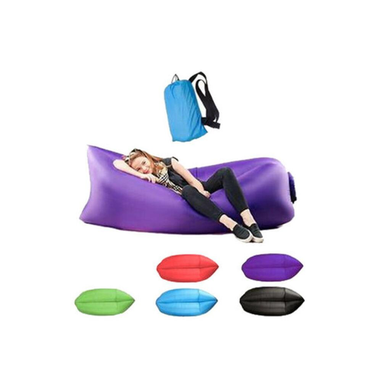 (Red) Inflatable Lounger Folding Air Sofa Outdoor Sleep