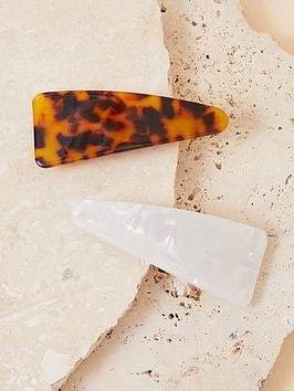 Accessorize Tortoiseshell And Pearl Barrette Clips Set Of Two