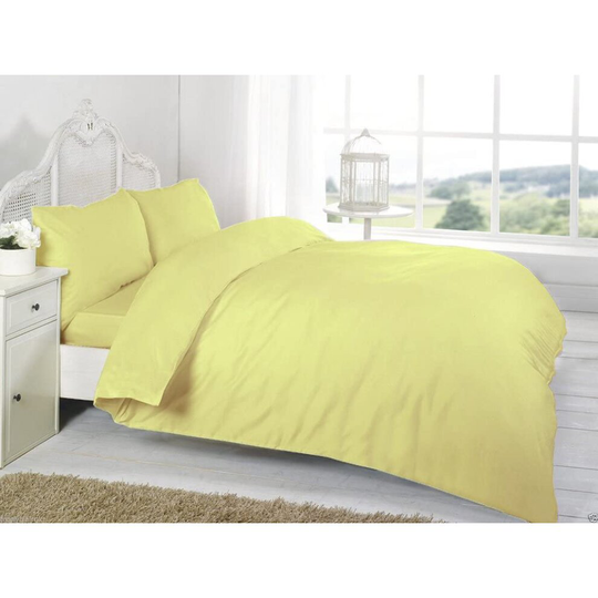 (Double, Lemon) Duvet Cover Set Percal Quilt Cover & Pillow Cases