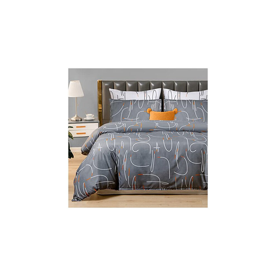 Pamposh King Size Bedding Set Grey & White Doublesided Duvet Cover Set 3 PCS With Pillowcases Ultra Soft Anti Allergic Non Iron Luxury Micro