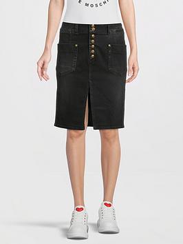 Versace Jeans Couture Button Detail Denim Midi Skirt - Black