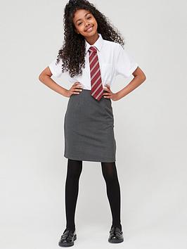 V by Very Girls 2 Pack Woven School Pencil Skirt - Grey, Grey, Size Age: 11-12 Years, Women