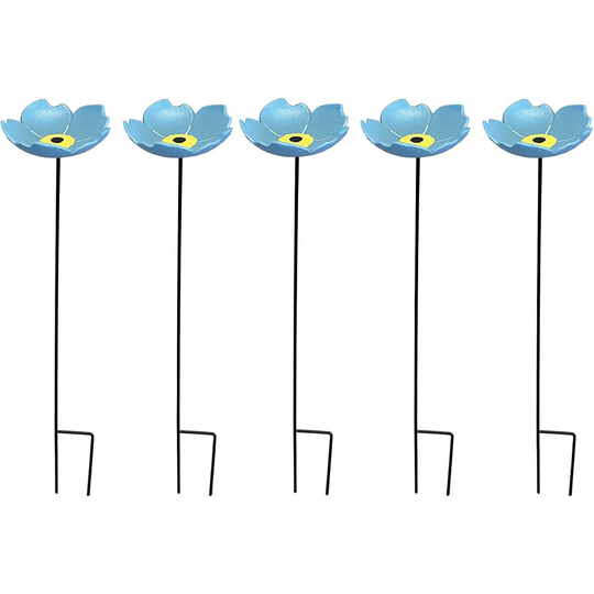Cast Iron Wild Bird Forget Me Not Flower Dish Bird Feeders (Set of 5)