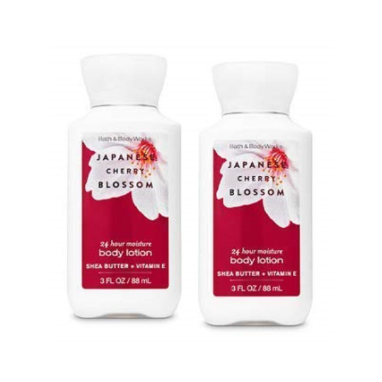 Bath and Body Works 2 Pack 24 Hour Moisture Japanese Cherry Blossom Travel Size Body Lotion 3 Oz.