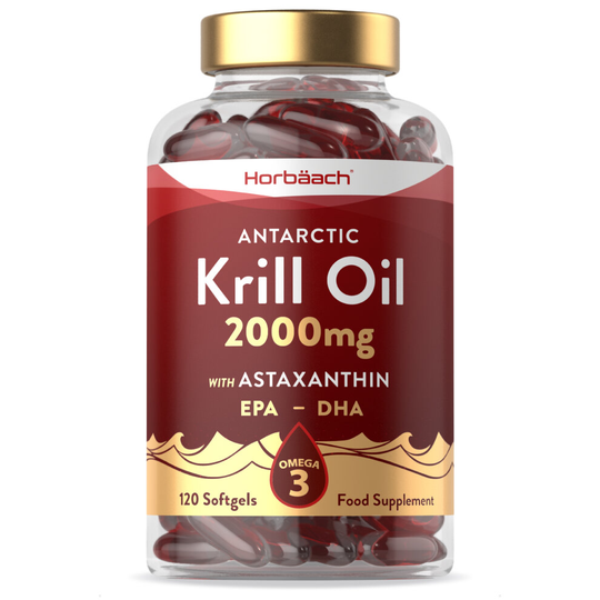 Antarctic Krill Oil 2000mg | High Strength | 120 Capsules | With Natural Astaxanthin and Phospholipids | Omega-3 EPA/DHA |by Horbaach