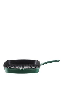 Tower Barbary &Amp; Oak 23 Cm Cast Iron Grill Pan In Verdigris Green