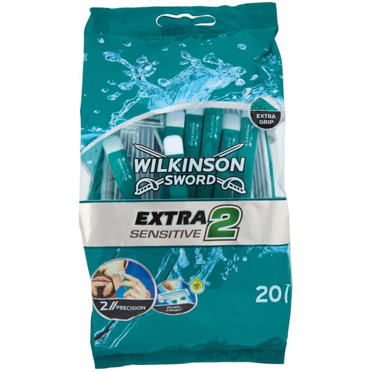 Wilkinson Sword Extra Sensitive Disposables Razors, Vitamin E for sensitive skin, pack of 20