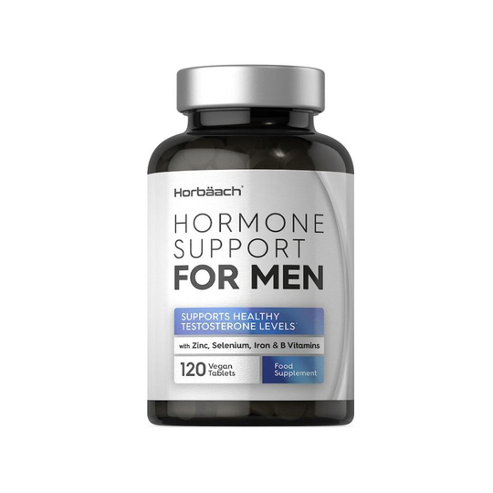 Male Hormone Tablets | 120 Count | Testosterone Supplement for Men | with Zinc, Selenium & Vitamins | by Horbaach