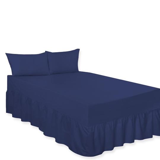 (Fitted Valance Sheet Navy Blue Super King) Premium Percale Polycotton Plain Fitted Valance Sheets. Colourful Bedding Ideal for Bed Room Home Décor Sh