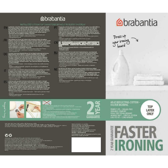Brabantia Ironing Board Cover Size B Cotton Faster Ironing Grey