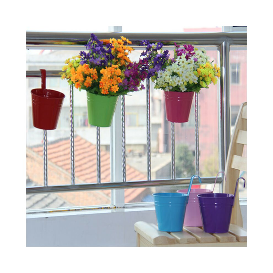 10 Pcs Metal Iron Flower Pot Hanging Balcony Garden Planter Décor