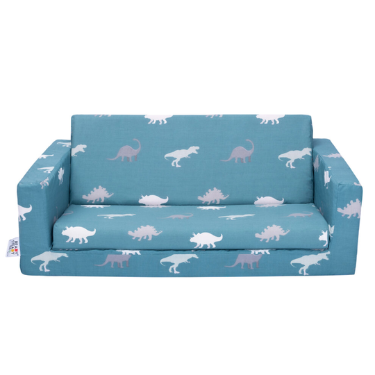 (Rex) Children's Fold Out Foam Sofa Bed | Hand Drawn Print Lounger Seat | Soft Comfortable Relaxing Kid's Furniture