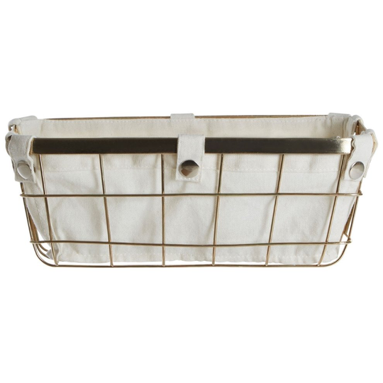 Iron Wire Storage Basket with Liner, Gold