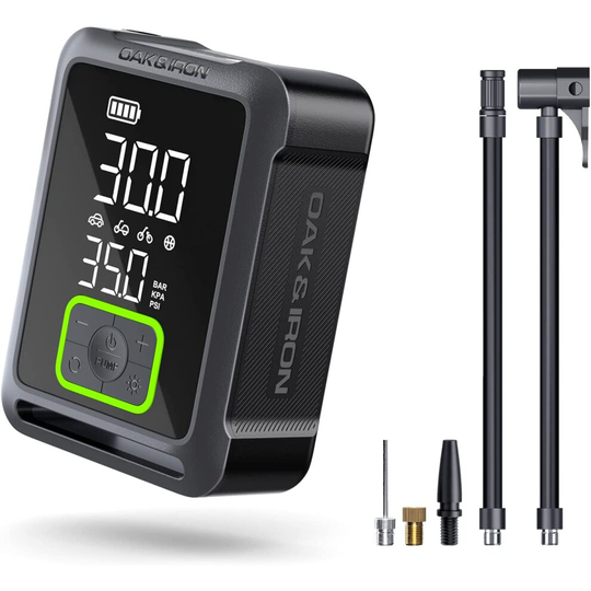 OAK & IRON Smart Tire Inflator Battery Powered Portable Air Compressor 150PSI Cordless Tire Pump with LED Screen for Cars, Bikes, ..