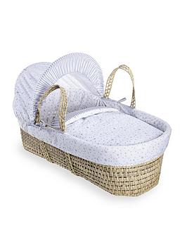 Clair De Lune Stars & Stripes Palm Moses Basket - Grey, One Colour