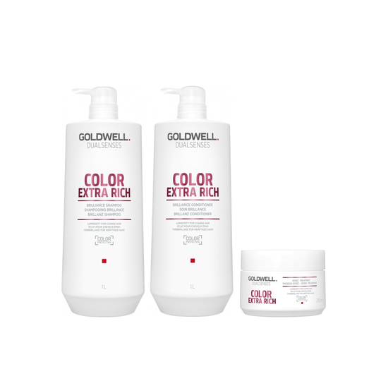 Goldwell Dualsenses Color Extra Rich Shampoo 1000ml, Conditioner 1000ml and 60sec Treatment 200ml