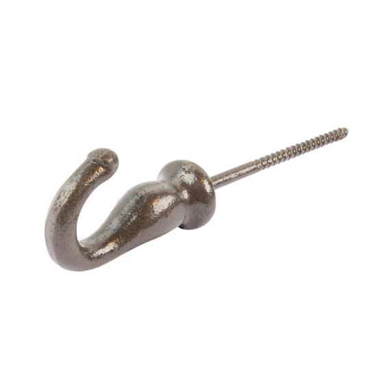 Raw 20mm x 35mm Screw Hook - Cast Iron Vintage Antique Wall Mounted Hanger - by Hammer & Tongs