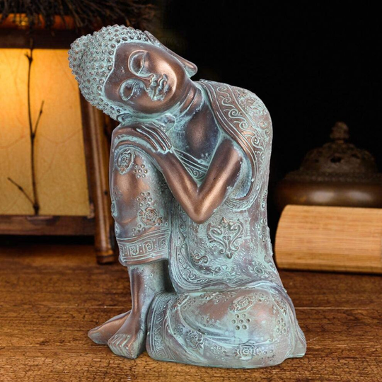 Buddha Statues Ornament Resin Material Household Accessories Durable Bronze Color Terrace Porch for Garden