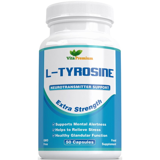 L - Tyrosine Extra Strength, Amino Acid, 50 Veggie Capsules by Vita Premium