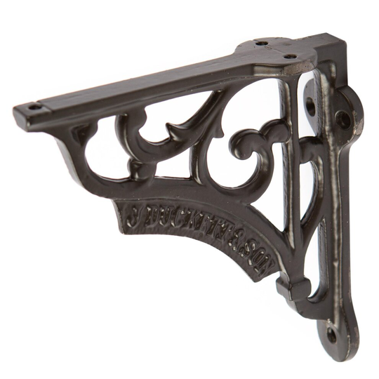 Black 120mm Ornate Iron Shelf Bracket - Cast Iron Antique Heavy Duty Wall Storage Brackets - by Hammer & Tongs
