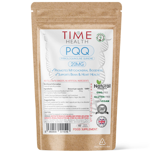 PQQ (Pyrroloquinoline Quinone) - 20mg per Capsule - Min. 99% Purity - Mitochondrial, Cognitive & Heart Support - 60 Capsules