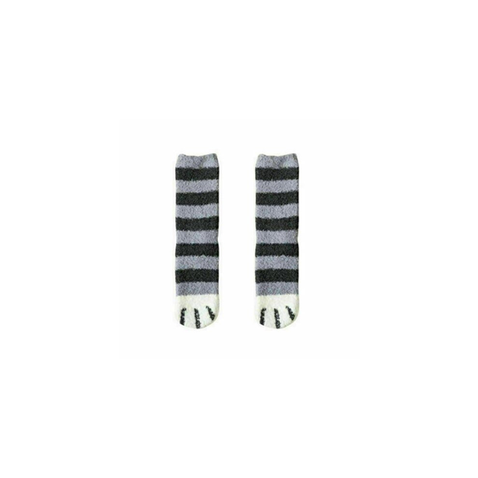 (GreyStripes) Winter Warm Home Thick Cat Paw Sleeping Socks