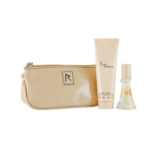 Rihanna Nude Eau de Parfum Women's Perfume Gift Set Spray (15ml) with Body Lotion & Pouch