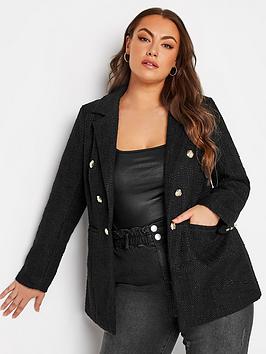 Yours Boucle Blazer - Black