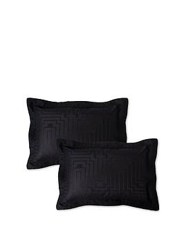 Bianca Cottonsoft Satin Geo Jacquard Oxford Pillowcase Pair Black