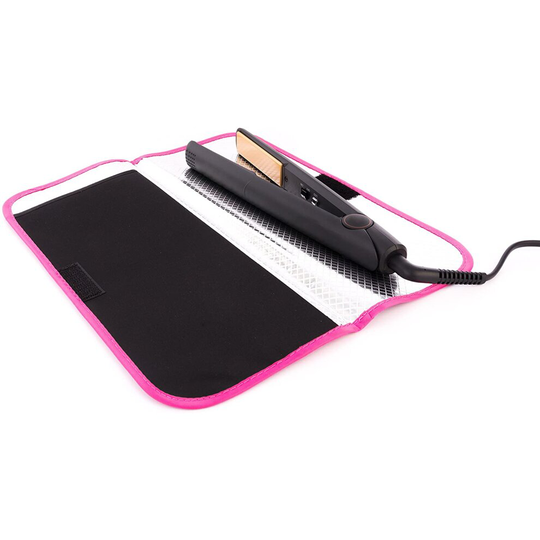 Mateque Heat Resistant Pouch Heat Proof Mat Pink Rim Ideal For Hair Straighteners Such as GHD Cloud Nine & Others