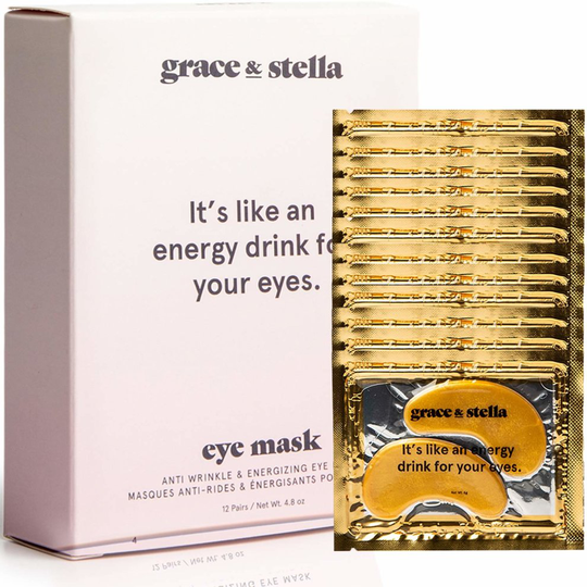 Grace & Stella Anti-Wrinkle + Energizing Gold Collagen Eye Masks | Depuffing Undereye Patches | Vegan & All-Natural (12 Pairs)