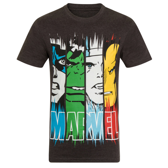 (Charcoal, Medium) Marvel Comics Official Gift Mens Character T-Shirt Iron Man Thor