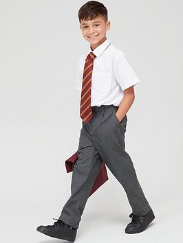 V By Very Boys Regular Leg School Trousers (2 Pack) - Grey