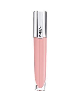 L'Oreal Paris Rouge Signature Plumping Sheer Pink Lip Gloss, Lightweight, non-sticky with intense hydration, 400 Maximize, Women