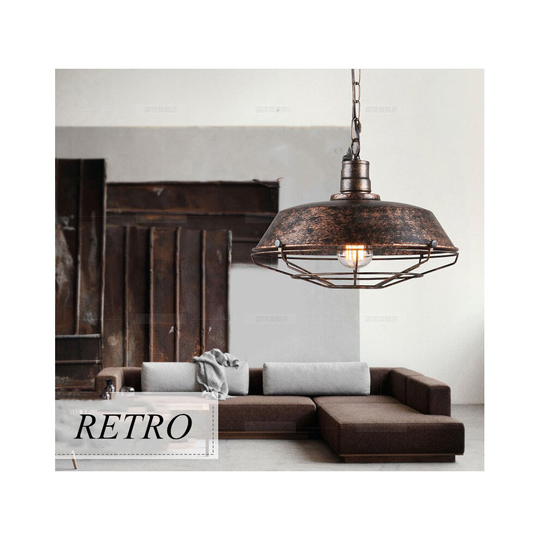 2X Retro Pendant Light Rust 260MM Vintage Industrial Pendant Lamp Metal Iron Chandelier Antique Pendant Lamp