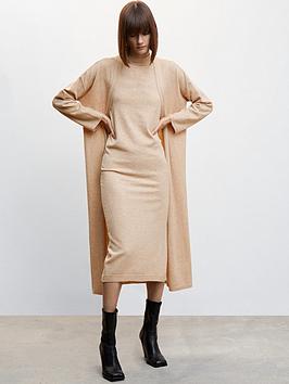 Mango Fine Knit Maxi Cardi - Brown