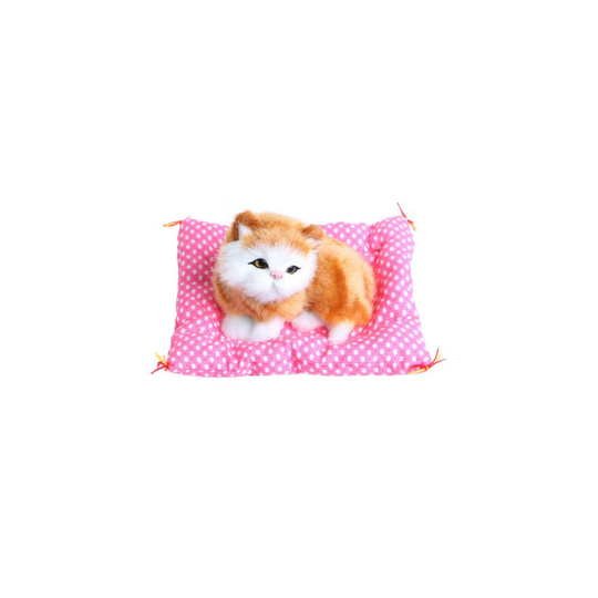 (8#) Plush Stuffed Toy Cute Sleeping Cat Press Simulation Sound Animal Kids Doll Gift