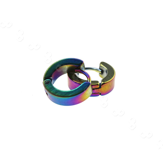 Unisex Stainless Titanium Steel 14mm Round Hoop Sleeper Earrings Multicolor