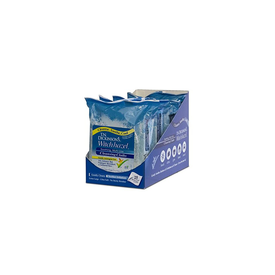 T.N. Dickinson's Witch Hazel Soothing MultiUse Cleansing Cloth, 4 Pack, 25 Cloths Per Pack,white
