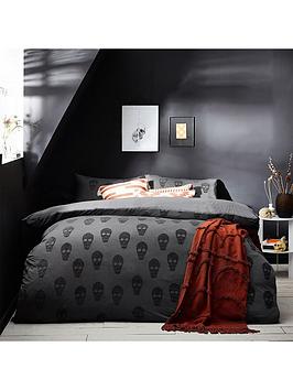 Furn Tufted Skulls Duvet Cover Set - Charcoal