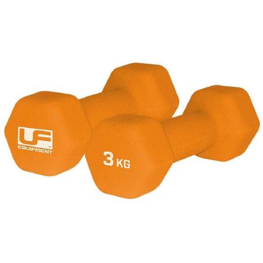 (3kg, Orange) Urban Fitness Equipment Neoprene Hexagon Dumbell (Pack of 2)