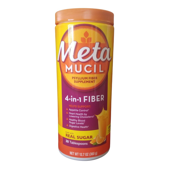 Metamucil Psyllium Fiber Supplement 4-in-1 Fiber Drink Mix, 360 g, Orange