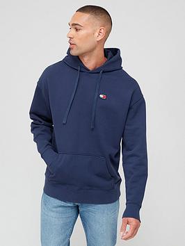 Tommy Jeans Relaxed Badge Logo Overhead Hoodie - Dark Blue