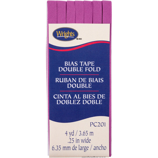 Wrights Double Fold Bias Tape .25"X4yd-Radiant Orchid -117-201-066